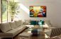 Preview: Wohnzimmer mit heller Wand. Zur Dekoration ein Bild einer abstrakten Darstellungan von Feldern