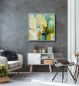 Preview: Wohnzimmer mit abstraktem Bild auf Leinwand mit Schattenfugenrahmen