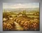 Preview: Warmes Bild. Landschaft mit Weinbergen kleinen Häusern, dekoratives Gemälde, 120x90 cm