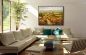 Preview: Wohnzimmer mit einem detailreichen, warmen Wandbild mit Italienischen Weinbergen