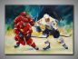 Preview: Sportliches Bild in kühlen Farben, Eishockeyspieler grob gemalt