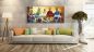Preview: Modernes Wohnzimmer, helle Wand und helles Sofa. Dekoration Gemälde farbenfroh Musikband von Americo Ccala