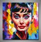 Preview: Popart Portrait von Audrey Hapburn in fröhlichen Farben gespachtelt