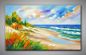 Preview: Ölgemälde von Raimund Klaas, abstrakter Strand mit Dünen, Meer und Himmel, Panorama 120 x 70