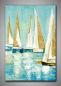 Preview: Helles, abstraktes Bild Segelboote kaufen. In Türkis, Weiß und blau gemalt., dekoratives Gemälde, 60x90 cm
