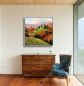 Preview: Flur mit einem stimmungsvollen Wandbild mit Klatschmohn im Schattenfugenrahmen an der Wand