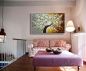 Preview: Helles Wohnzimmer mit Wohlfühlecke. An der Wand Kirschblüte, modern gemalt.
