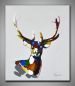 Preview: Hirsch lustig und bunt gemalt. Kleines Kunstwerk