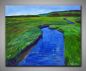 Preview: Fluss und Wiese, ruhig und schön gemalt. Kleines Kunstwerk