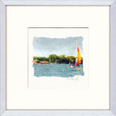 Segelboot auf dem Maschsee, Aquarell
