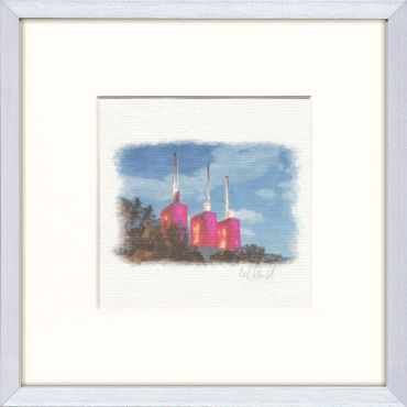 Kraftwerk in Hannover Linden Aquarell Alu-Rahmen