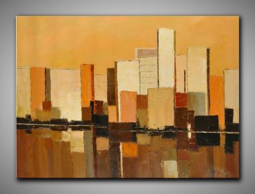 ag3-0137,  Skyline am Abend, Abstraktes Gemälde, 85x120 cm