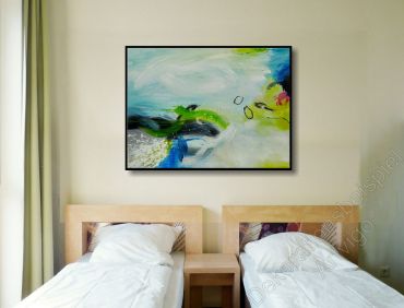 Schlafzimmer. Dekorationsbeispiel Gemälde abstrakt