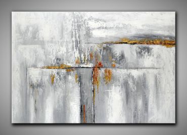 Abstraktes, graues Gemälde in kühlen Farben. XXL