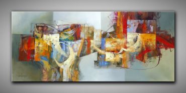 Kraftvolles, abstraktes Bild. Ein Feuerwerk aus Farbe, Bewegung und Emotion – moderne abstrakte Kunst aus Peru.