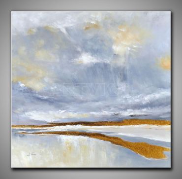 Moderne abstrakte Landschaft, Zeitgenössische Kunst, Acryl/Öl Mischtechnik, Handgemalt