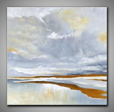 Moderne abstrakte Landschaft, Zeitgenössische Kunst, Acryl/Öl Mischtechnik, Handgemalt