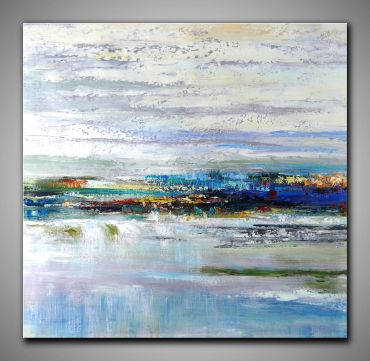 Moderne abstrakte Landschaft, Zeitgenössische Kunst, Acryl/Öl Mischtechnik, Handgemalt