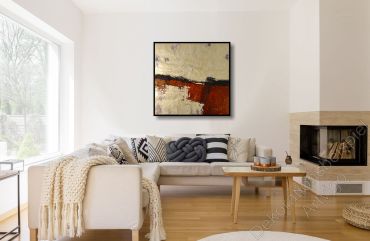 Preview: Wohnung mit einem abstrakten, unaufgeregten Wandbild im Schattenfugenrahmen