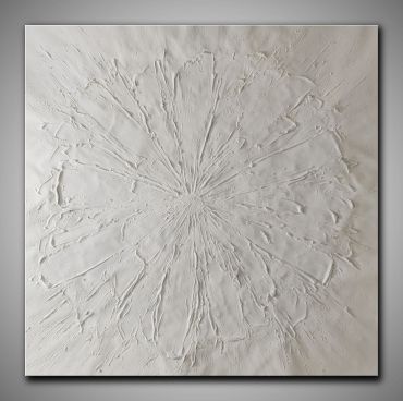 Abstraktes Ölgemälde einer Weißen Blüte