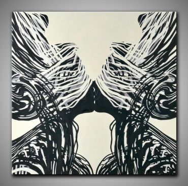 Abstraktes Ölgemälde Kuss aus Linien