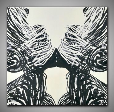 Abstraktes Ölgemälde Kuss aus Linien