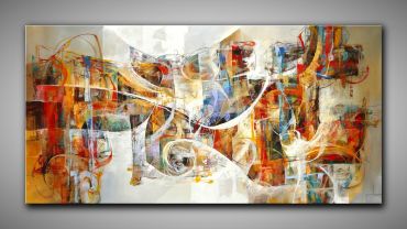Kraftvolles, abstraktes Bild. Ein Feuerwerk aus Farbe, Bewegung und Emotion – moderne abstrakte Kunst aus Peru.