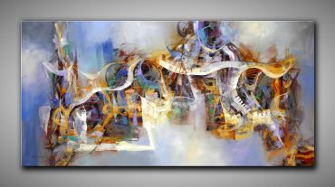 Kraftvolles, abstraktes Bild. Ein Feuerwerk aus Farbe, Bewegung und Emotion – moderne abstrakte Kunst aus Peru.