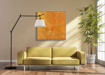 Wohnung mit einem abstrakten, unaufgeregten Wandbild