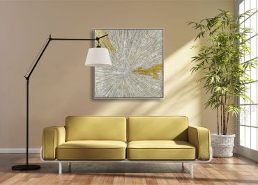 Wohnung mit einem abstrakten, unaufgeregten Wandbild
