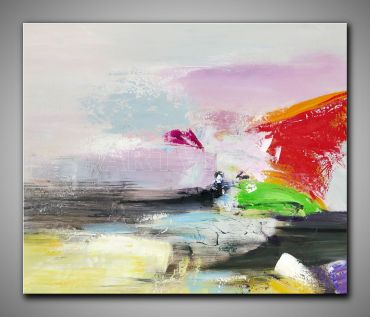 Leinwandbild abstrakte Kunst gemalt in freundlichen Farben