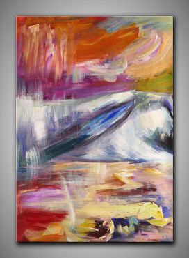 Leinwandbild abstrakte Kunst gemalt in freundlichen Farben