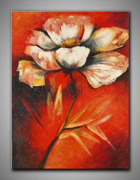 dg3-0117, Blume in Orange, Ölgemälde, 73x100cm