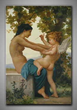 Jeune Fille Se Defendant Contre L'amour, William Bouguereau Reproduktion