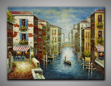 Stimmungsvolles, ruhiges Bild. Altes Venedig. In warmen Farben gemalt.