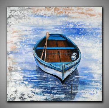 dg3-1129, Ruderboot im Wasser, abstraktes Bild, 100x100 cm