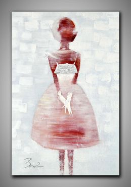 Frau mit Handschuhen, abstrakt gemalt