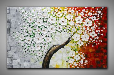 Leinwandbild Kirschblüte, modern gemalt