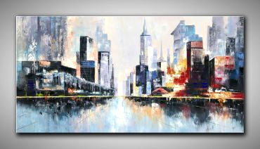 Großformatiges Ölgemälde farbenfrohes Blütenmeer 150x75 cm mit viel Struktur gemalt