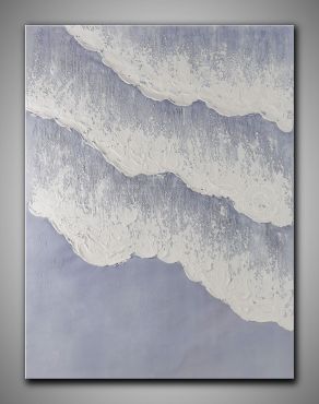 Helles, abstraktes Strandbild mit  Gold kaufen. In hellen und kühlen Fraben gemalt.