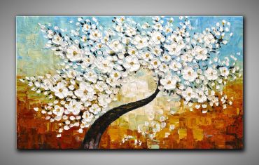 Leinwandbild Kirschblüte, modern gemalt