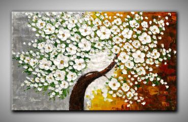 Leinwandbild Kirschblüte, modern gemalt