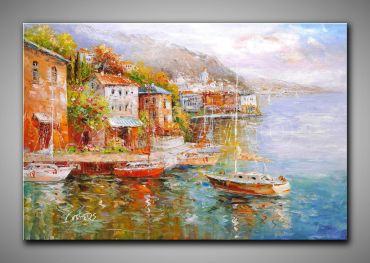 Echtes, künstlerisches Ölgemälde Mediterrane Landschaft