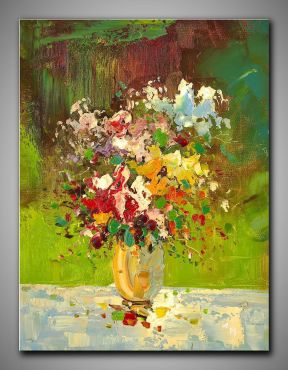 Blumenstrauß in einer Blumenvase, Gemälde 30x40cm