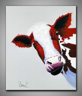 Kuh lustig und bunt gemalt. Kleines Kunstwerk