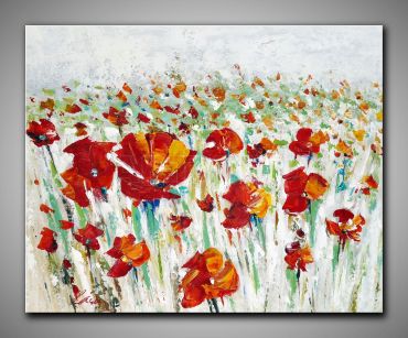 Mohnblumen fröhlich und bunt. Kleines Kunstwerk