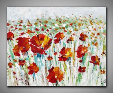 Mohnblumen fröhlich und bunt. Kleines Kunstwerk