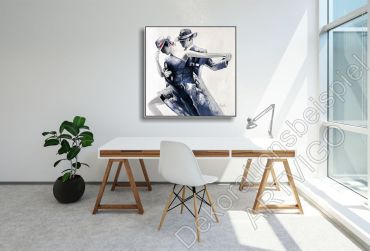 Preview: Dekoration Wohnung. Dunkle Wand mit einem echten Bild tanzendem Paar