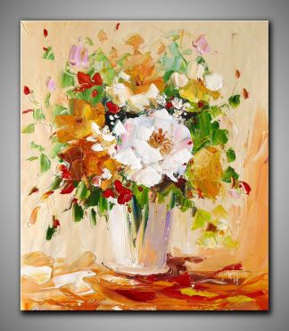 Blumenstrauß in einer Blumenvase, Gemälde 50x60cm