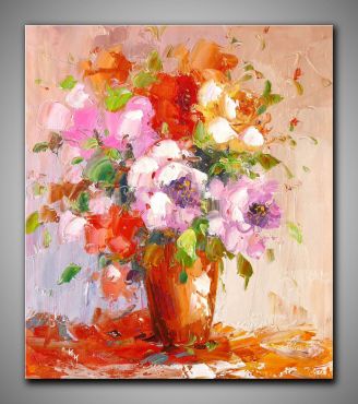 Blumenstrauß in einer Blumenvase, Gemälde 50x60cm